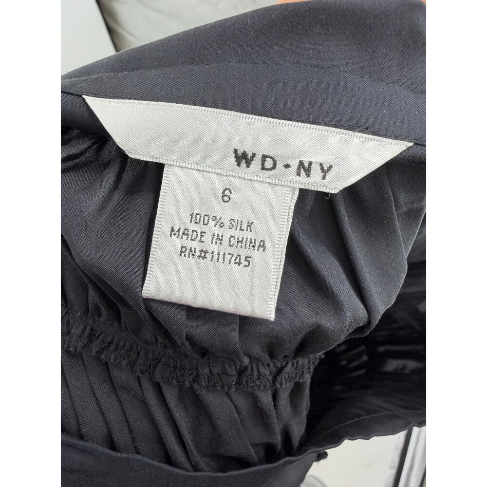 WD-NY Womens 100% Silk A-line Knee Length Skirt Sz 6 Black Ruffle Witchy Goth - Picture 7 of 9